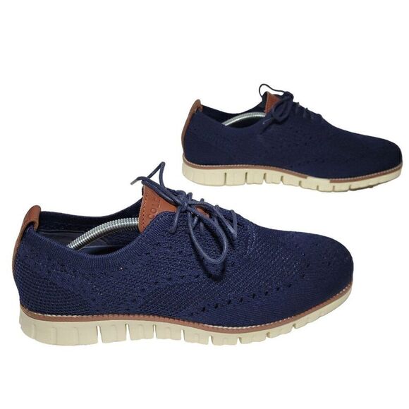 Cole Haan Men Zerogrand Stitchlite Knit Wingtip Oxford Shoe C24947 10 M Blue NEW - Picture 5 of 15